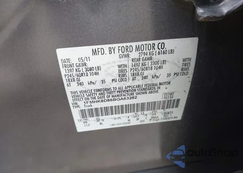 2011 Ford Explorer Xlt from USA, damaged, VIN 1FMHK8D86BGA63282